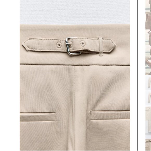 NWT ZARA STRAIGHT LEG PANTS WITH BELT LOOPS TAUPE BROWN - Picture 6 of 10